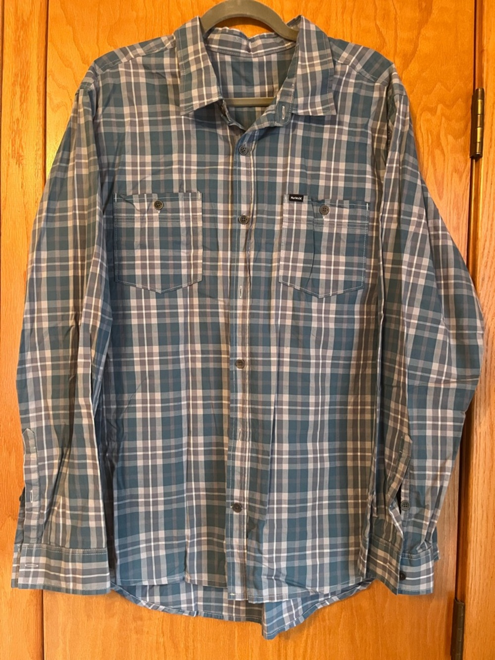 Blue Plaid Button-Up Shirt